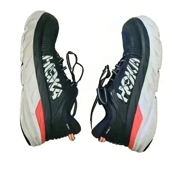 Hoka One One Bondi 7 Womens Running Shoes in Black Iris/Ballad Blue 9 - Picture 4 of 13